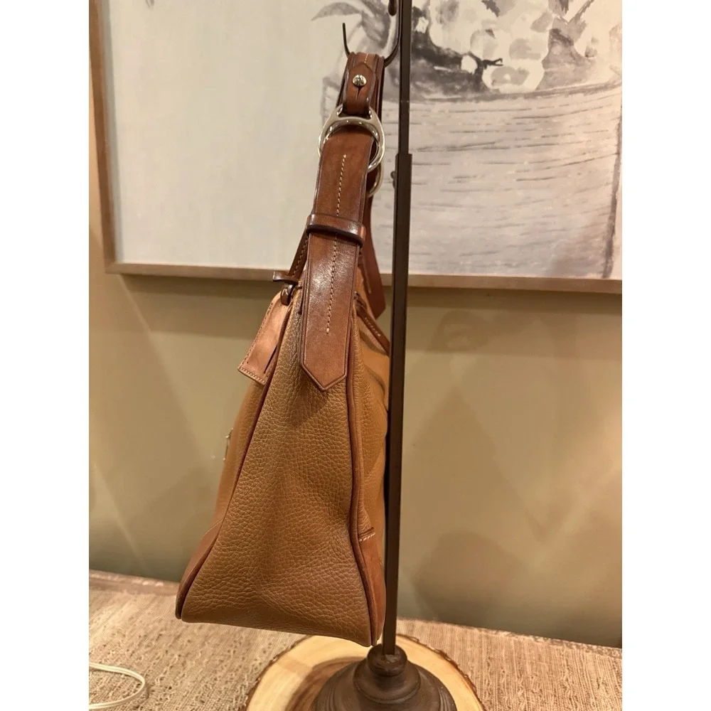 DOONEY & BOURKE HARRISON REFINED PEBBLE LEATHER HOBO BAG PURSE‎ CARMEL BROWN